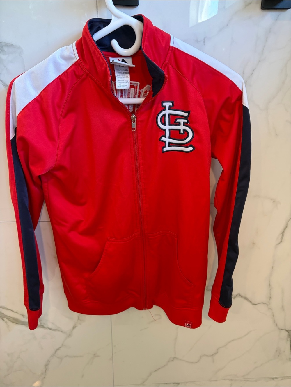Majestic Red Kids Full-Zip Cardinals Jacket with Navy & White Accents